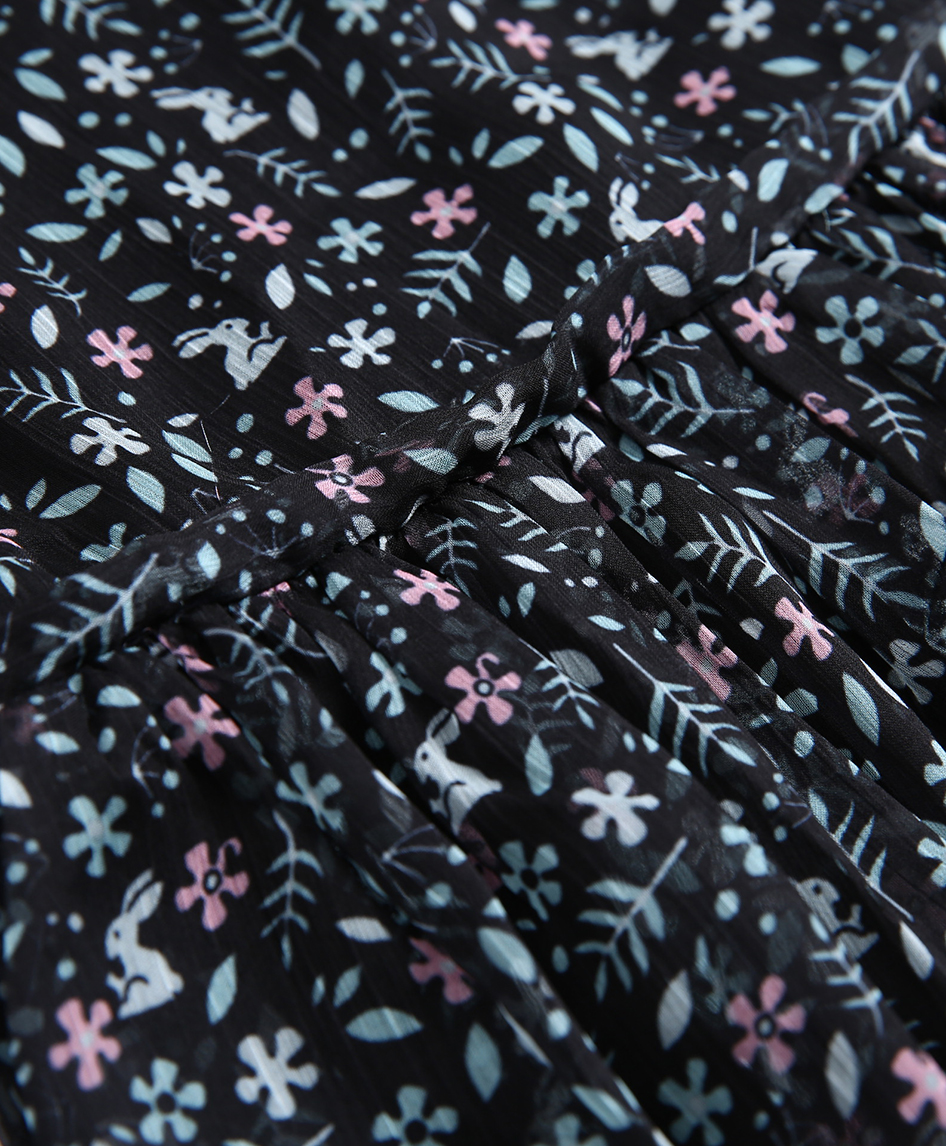 Dress - Black Printed Chiffon Maxi Dress